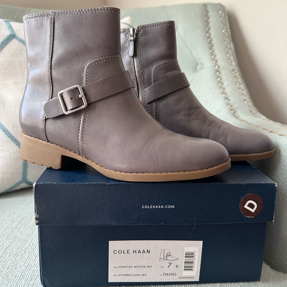 Cole Haan Weatherproof Stormcloud Grey Huntley Booties